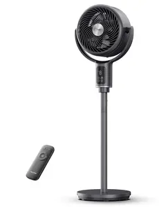 AeroFan, Pedestal Fan for Bedroom – Standing Fan with Remote Control, Oscillatiing Fan，LED Display, 9 Speeds, 20dB, 9H Timer, DC Motor, 135° + 100° Auto Oscillation, Adjustable Height