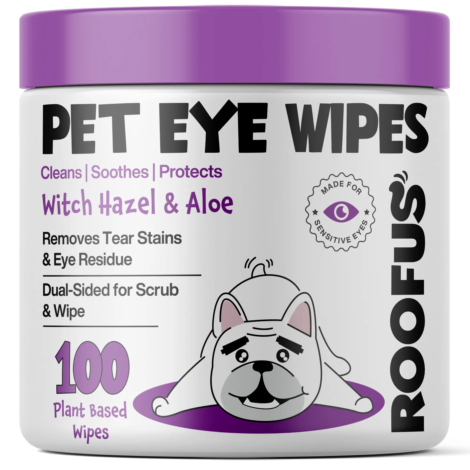 Roofus The Dog Eye Wipes - Witch Hazel & Aloe | 100ct