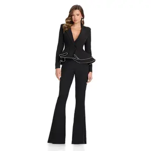 ASHLEYlauren Peplum Scuba Suit Set 11972