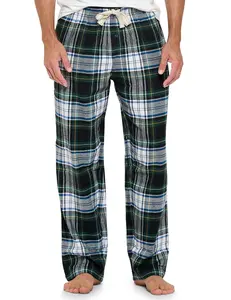 Ashford & Brooks Men's Super Soft Cotton-Polyester Flannel Plaid Pajama Set Sleep Pants with Tie - Green Blackwatch, Large, Comfortable Fabric