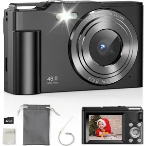 Digital Camera for , FHD 1080P Point and Shoot 's Camera with 16X Digital Zoom, Anti-Shake, Flash, 32GB Card, Portable Compact Travel Camera for Boys, Girls (Black)