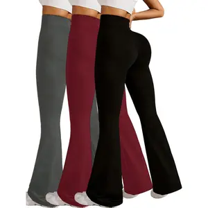 Lounge To Street Flares, Neutral Black Grey & Hot Red, Butter Soft High Waist, Stretchy Flared Leggings For All-Day Wear