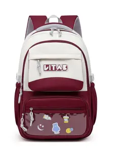 Letters Decor Colorblock Backpack, Casual Large Capacity School Bag for Women & Men, Simple Design Backpack for Daily Use