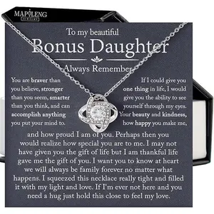 To My Bonus Daughter Necklace, Bonus Daughter Necklace, Gifts For Bonus Daughter, Step Daughter Necklace from Stepmom, Gifts For Stepdaughter, Step Daughter Gifts Love Knot Necklace On Xmas, Birthday