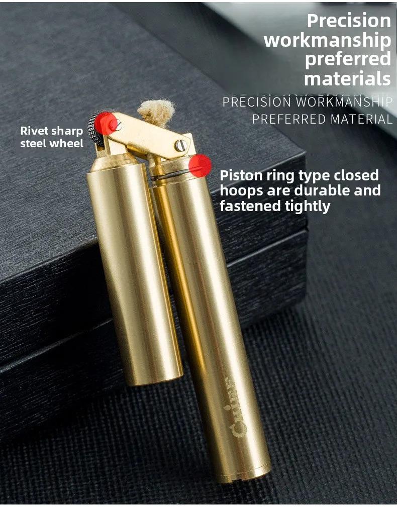 Luxury Retro Copper-Stainless Steel Portable Kerosene Lighter - Home Supplies Casual Tool, Vintage Aesthetic Collectibles, Men's Accessories, Ideal Gift for Smokers (Fuel Not Included) detail 7