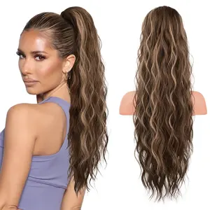 Ponytail Extensions 26 Inch Drawstring Long Curly Wavy Synthetic Hairpiece for Women Natural Wavy Hair Accessory