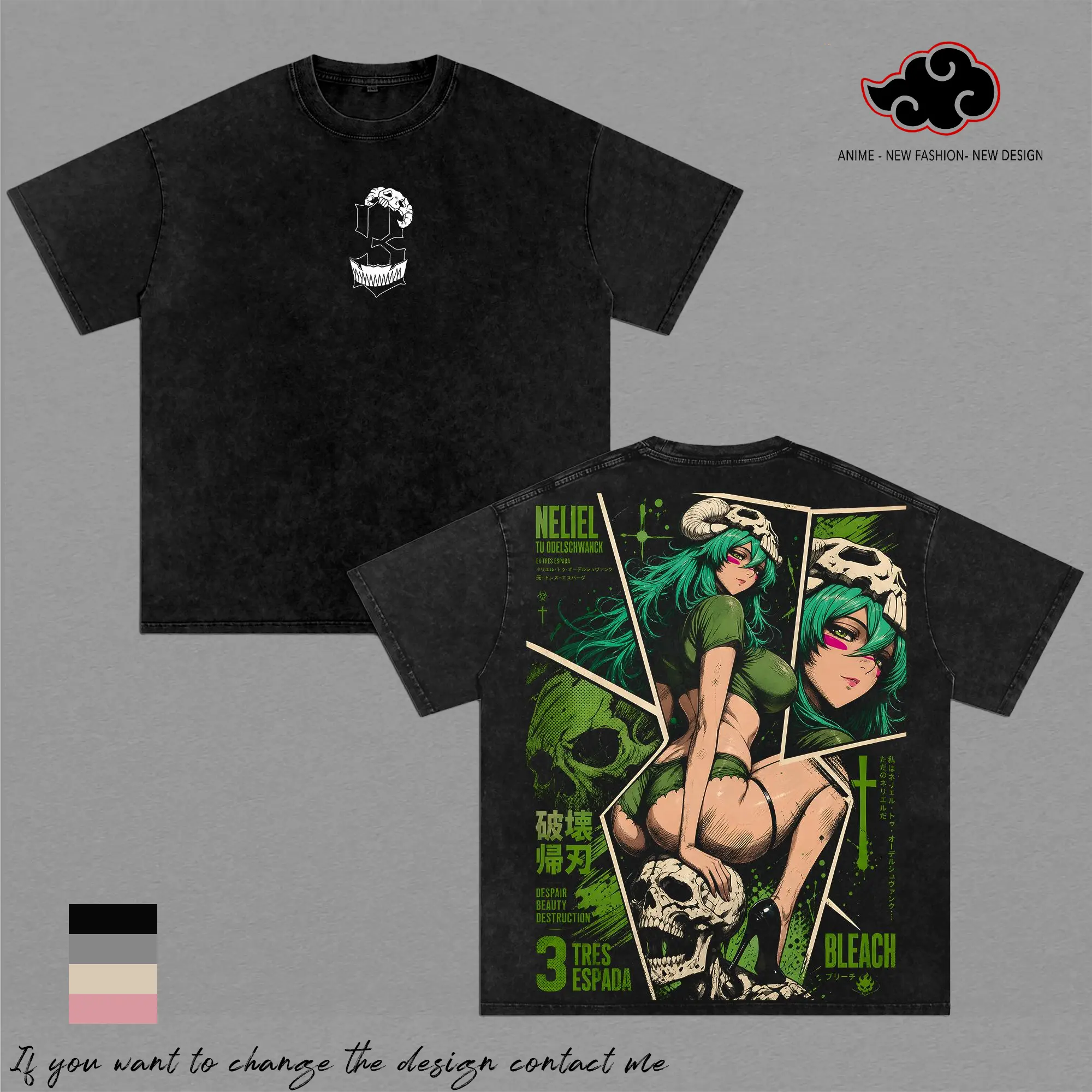NelLiel – Bleach Oversize Anime Graphic Tee, Acid Washed Heavy Cotton Shirt, Vintage Manga Streetwear, Unisex Casual Wear, Anime Merch, Gift for Anime Fans