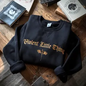 Violent Little Thing Embroidered Sweatshirt, Dragon Crewneck Bookish Sweater Fourth Wing Iron Flame Fan Gift Basgiath Violet, Bookish