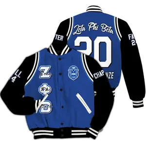 Zeta Phi Beta Custom Chapter Varsity Jacket, Personalized Blue & White Baseball Jacket, 1920 Sorority Streetwear Oversized Gift