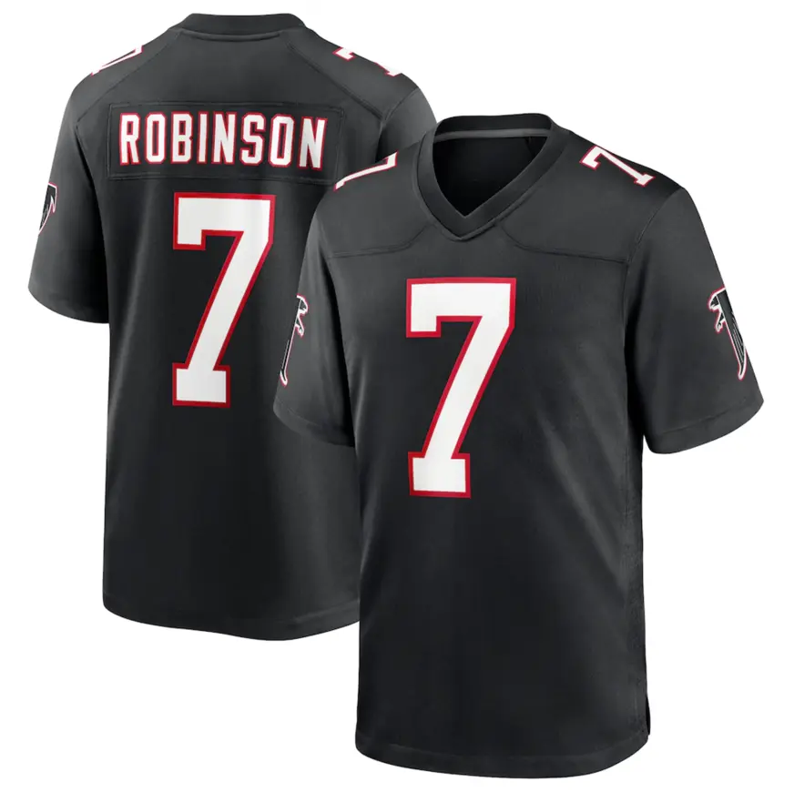 Unisex Black Robinson #7 Alternate Football Jerseys - Premium Number 7 College Streetwear Outfit - Gift For Fan