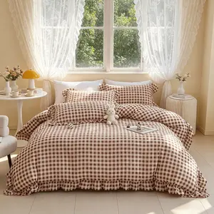 Classic Fashion Plaid Bedding 3-Piece Set, Includes 1 Duvet Cover and 2 Pillowcases Without Core, Soft and Comfortable Brushed Set for Bedroom