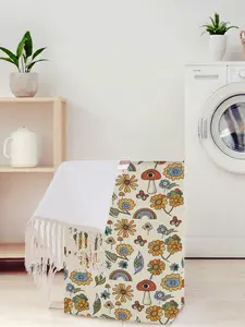 Floral Pattern Open Storage Box, Foldable Laundry Basket with Handle, Random Print, Home Bathroom Use, All Seasons, Foldable Laundry Hamper