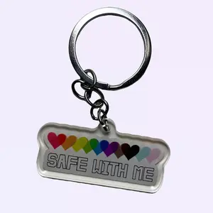 Safe With Me Keychain | LGBTQ+ Pride | Double-sided | Acrylic