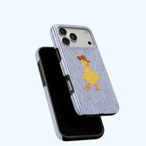 Blue Striped Denim Duck Phone Protective case, Cute Duckling Phone Case - For iPhone 17 16 Pro Max iPhone 15 Pro 14 Plus 13 Pro 12 11  for iPhone 17-11 Pro Max/Plus and Samsung Galaxy S23-25