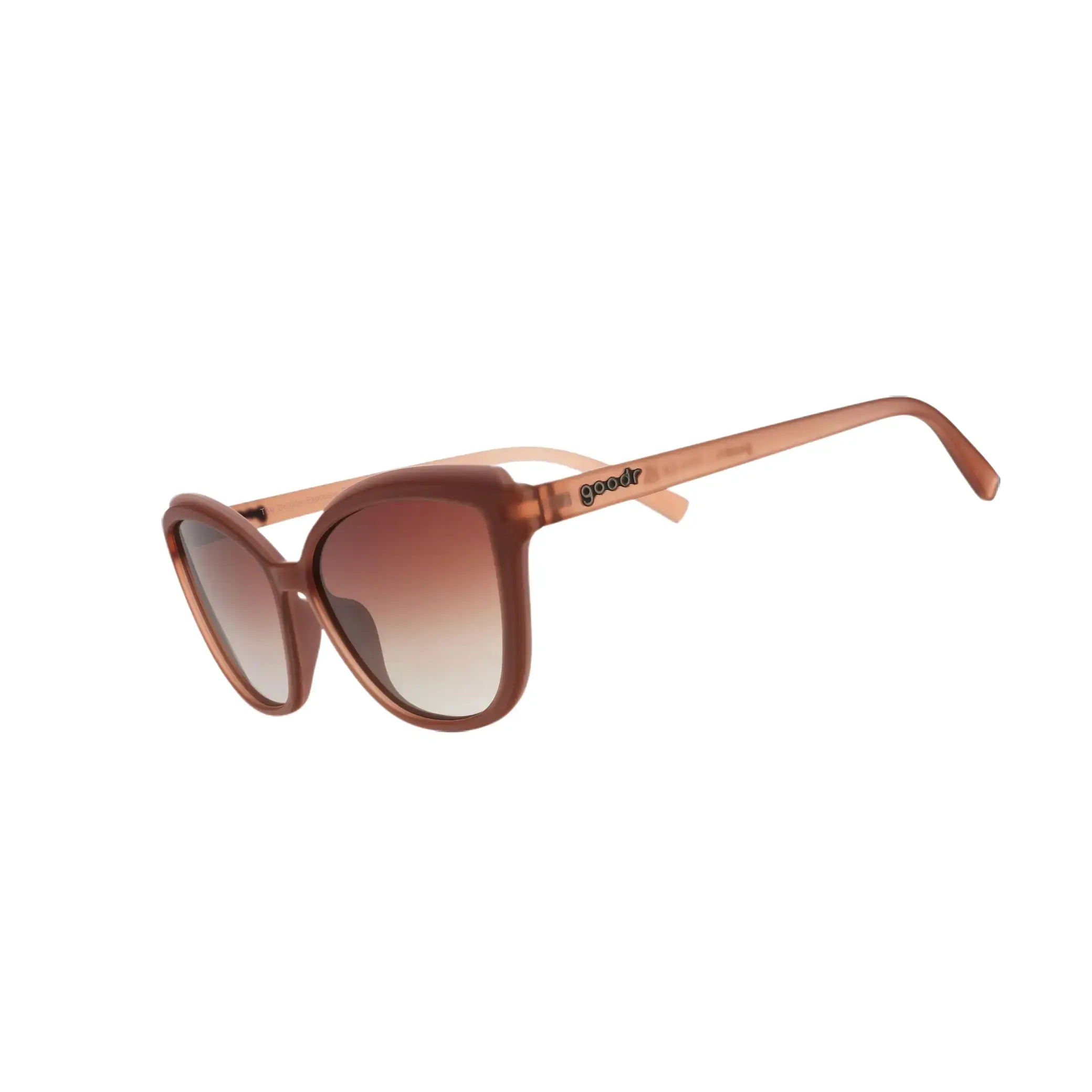 goodr The Double Espresso Effect Medium Size (Pounce G) Translucent Brown Frame with Brown Gray Lens, UV400, No Slip No Bounce No Tangle