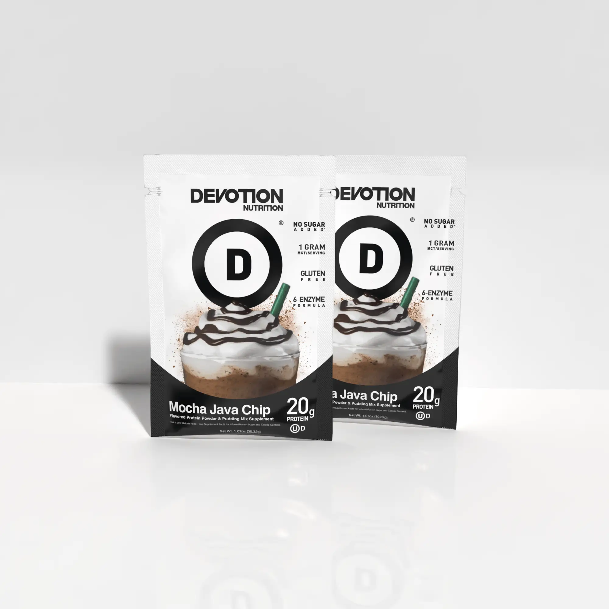 Devotion Nutrition Mocha Java Chip Flavor Protein Powder Sample Pack - Gluten Free, Keto Friendly, No Added Sugars | 1g MCT | 20g Whey & Micellar Prot