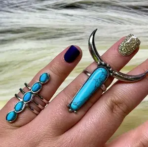 Western Rings | Cow Ring | Turquoise Stone Ring | Western Jewelry | Western Adjustable Rings | Cattle Ring | Bull Ring | Turquoise Rings