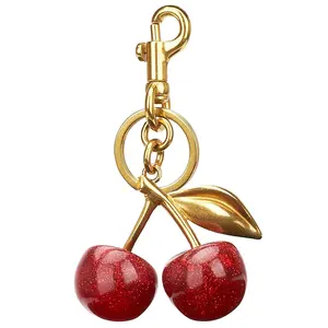 Keychain Cherry Bag Charms Purse, Key Chains Women Cute - Personalized Car Keyrings for Leather Handbags, Adorable Add-ons for Your Essentials, Anniversary Wedding Gift