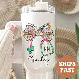Personalized Nurse Tumbler 40oz Nurse Gift RN Gift Nursing Student Gift Nurses Week Gift Nurse Graduation Gift