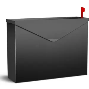 Large Capacity Rust-Proof Galvanized Steel Wall Mount Mailbox for Outside with Outgoing Mail Flag, 14.2”x10.4”x4.3”, Quiet Stay-Open Lid Smooth Operation Outdoor Post Box