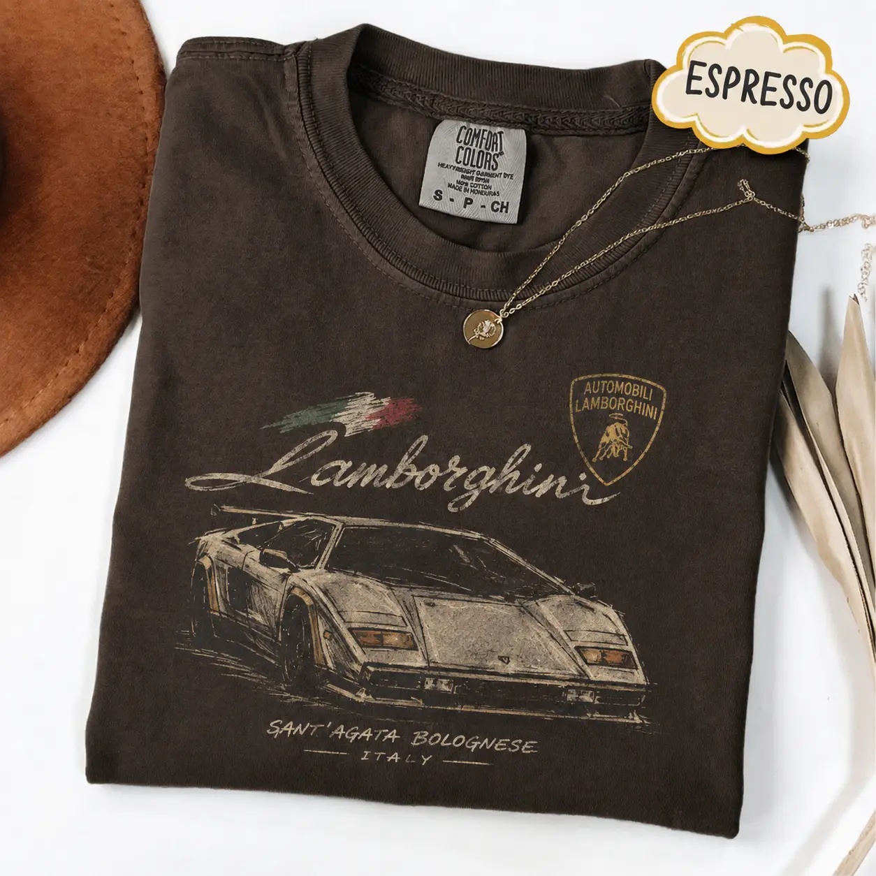 Lamborghini Comfort Colors T Shirt, Countach Supercar Graphic Tee, Vintage Italian Exotic Car Shirt, Retro Motorsport Auto Enthusiast Gift for Men and Women