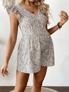 JOCASTAA Maternity Minimalist Fashion Casual Romper, Daily Wear