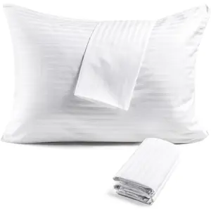 600TC 100% Cotton Pillow Protectors, Queen Size (20x30), 4 Pack, Oeko-TEX Certified, Hotel Pillow Cover with Silent Zipper, Zip Up Pillow, White