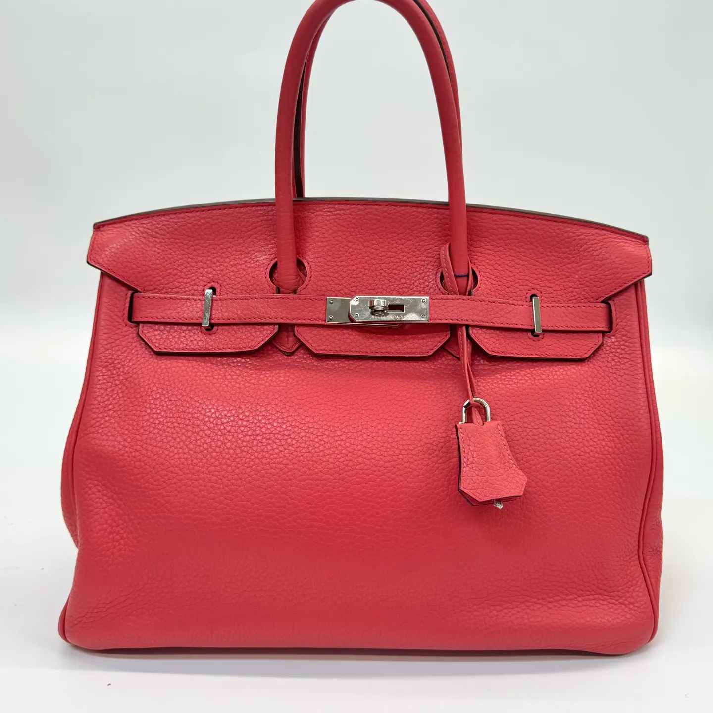 Pre-owned HERMÈS Birkin 35 Pomegranate Red Stamp N Togo Leather Base Length 35 With Lock & Keys Serial N23117940