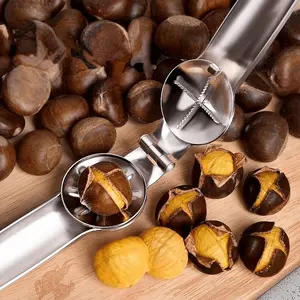 Stainless Steel Chestnut Scissors, Ergonomic Handle, Easy Peeling and Pitting, Ideal for Walnuts, Durable Kitchen Tool