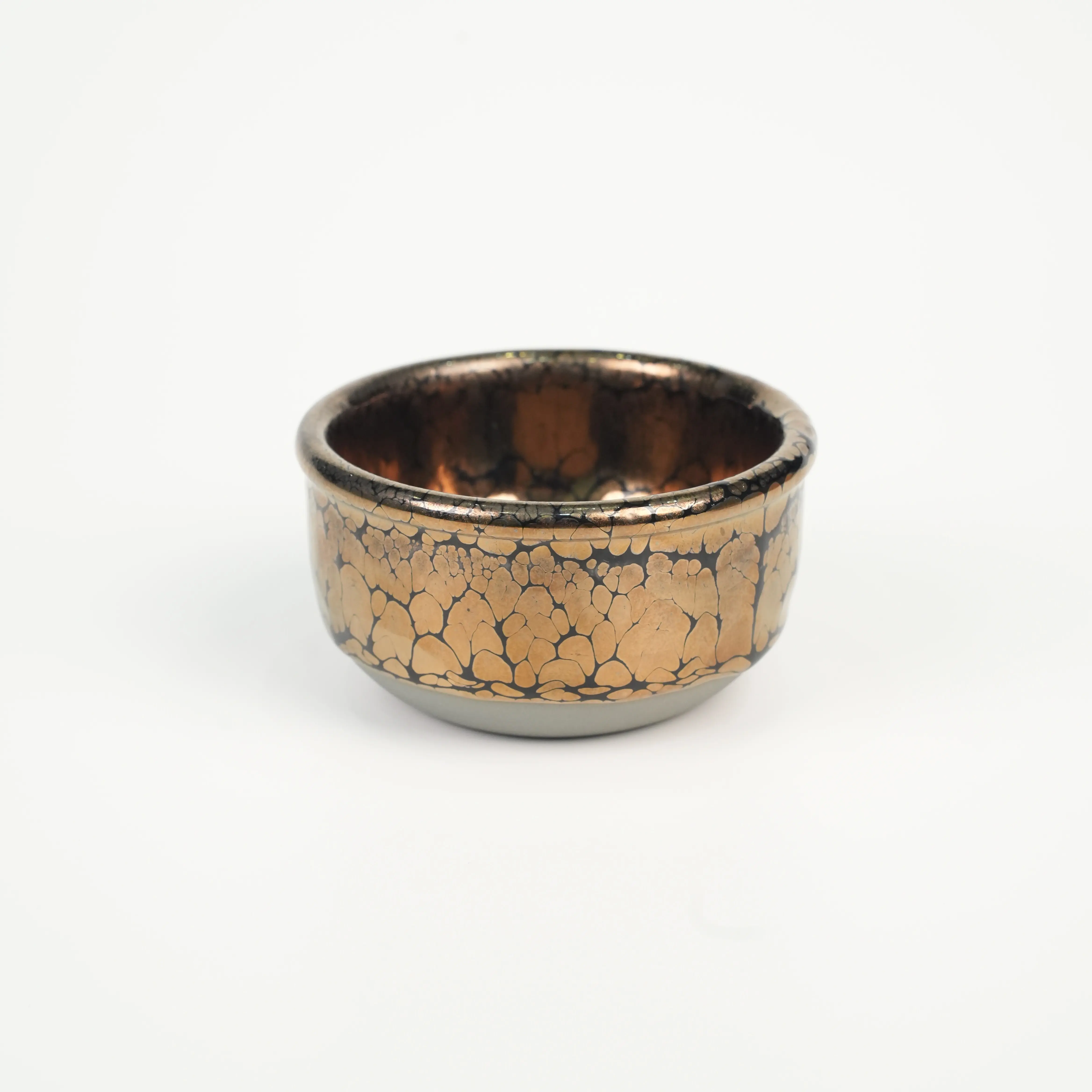 Classic Traditional Oriental Handmade Gold Oil Drop Glaze Bowl Shape Jian Zhan Teacup Single Gift Box For Collection Tea Ceremony Housewarming Gift