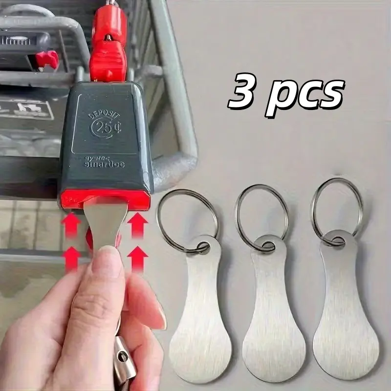 Stainless Steel Shopping Cart Token Keychain, Keyrings For Keys, Reusable Cart Coin Unlocker, Portable Metal Cart Release Tool for Supermarket, Grocery Store & Shopping Carts – Compact & Durable