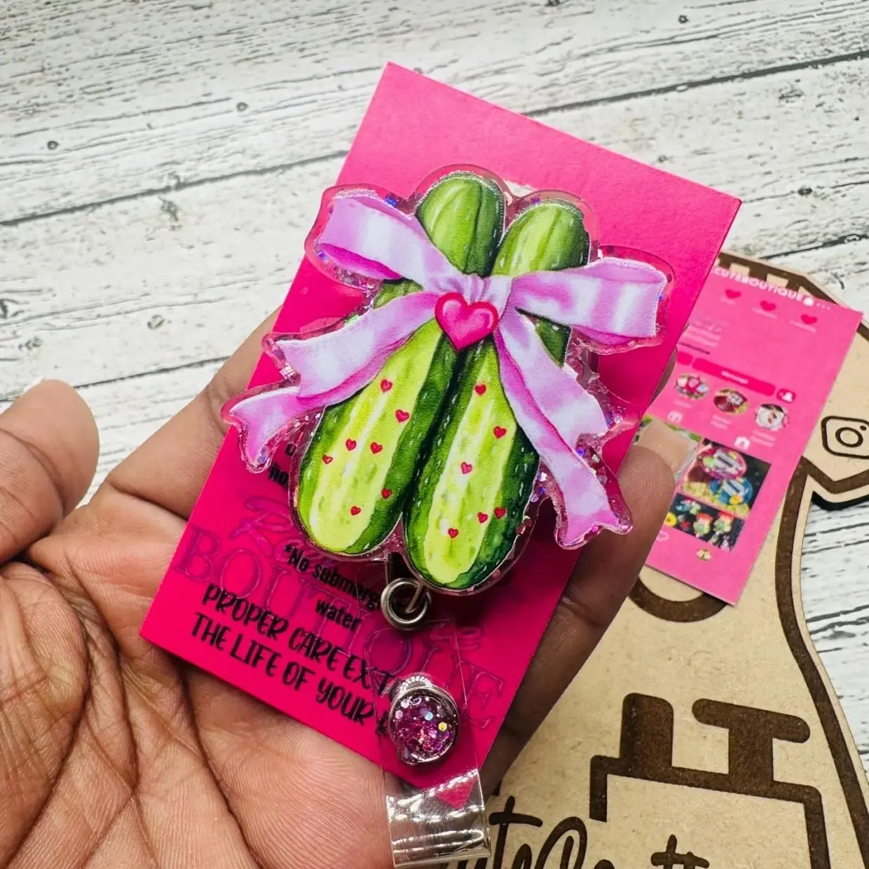 Cutesy Pickle Badge Buddy Holder-Badge Reel-Nurse-Phlembotomist-Pharmacist-Nursing Assistant-Mini-Cute RN-ID Holder Retractable-Belt Clips