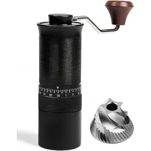 Manual Coffee Grinder with Stainless Steel Burr 1.12oz Handheld Mill for Espresso Drip French Press with 35 Adjustable Settings & Quiet (Black)