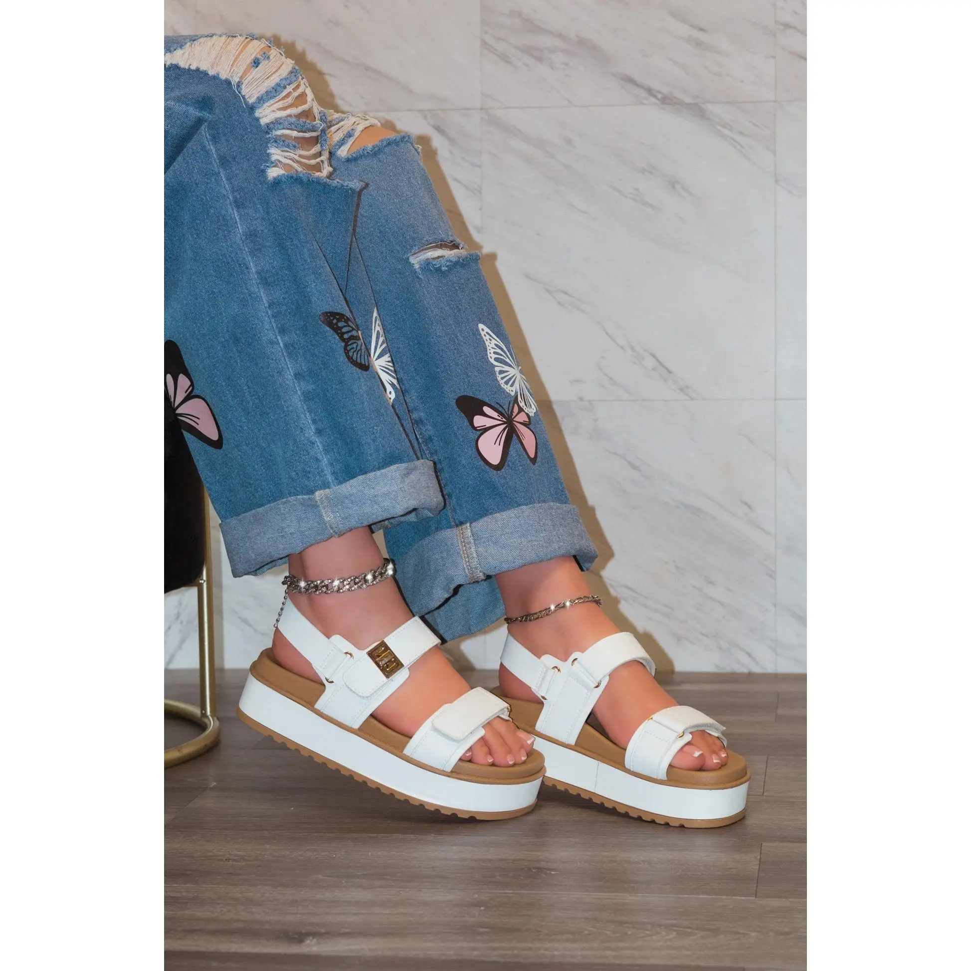 Gaia - Women’s Platform Flat Sandals, Dual Adjustable Straps & Cushioned Footbed, Ideal for Walking Tours or Casual Outfit Elevation