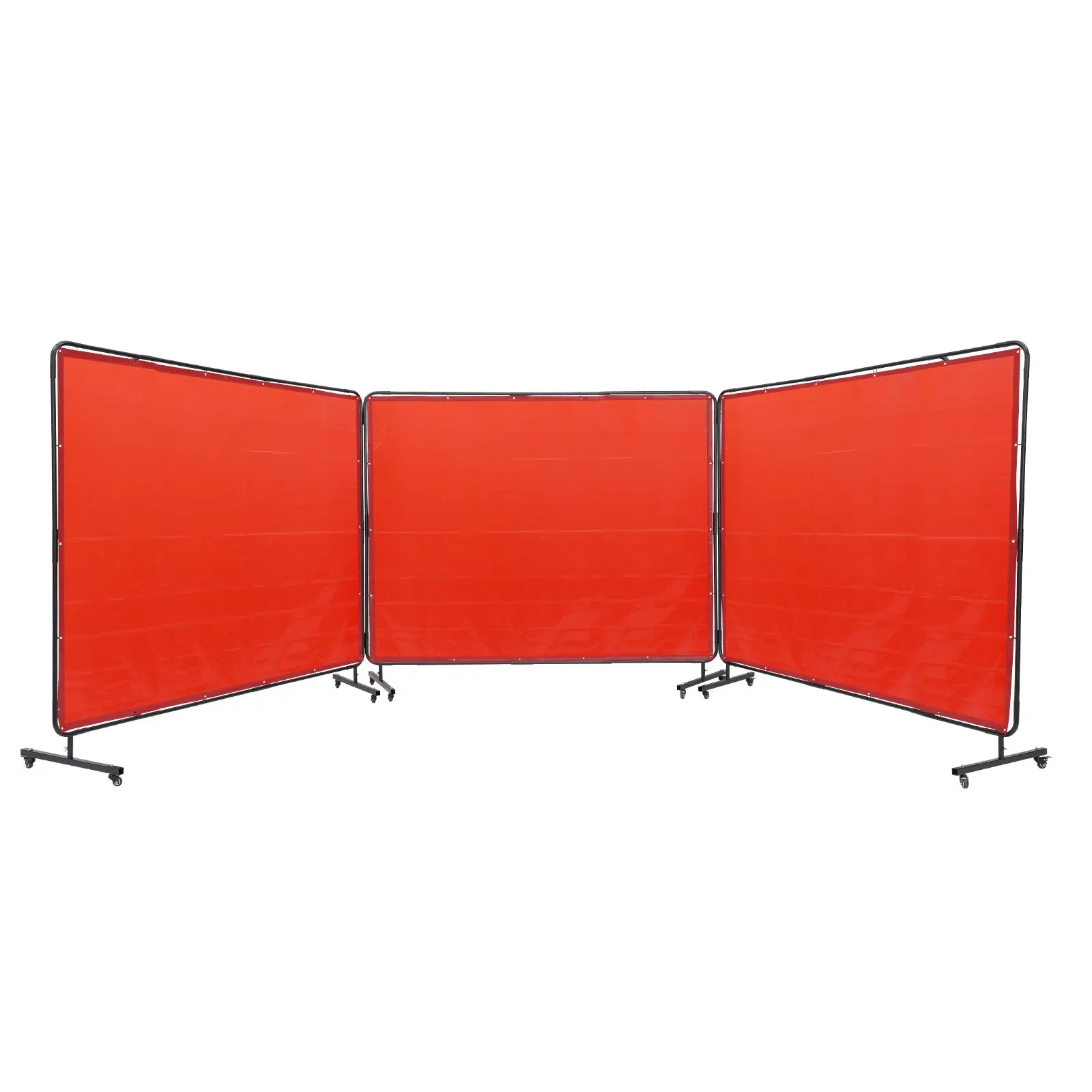 【toolupgrade】VEVOR 3-Panel Welding Screen with Frame, 6x8 ft (6'x 8') Flame-Resist. Vinyl, 6-Level UV Protection, 6 Swivel Wheels with Brakes for 360-Rotational Mobility, Moveable Workshop Screen
