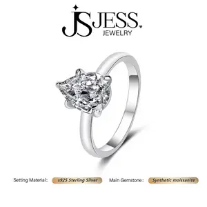 [#156] Classic Teardrop Solitaire Ring, 1ct/2ct Pear Cut, VVS Synthetic Moissanite, 925 Sterling Silver Jewelry for Women