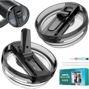 40 oz Lid Replacement for Stanley, 2 Pack Tumbler Detachable Leak Proof Flip Straw Lid Compatible with Stanley 40oz Quencher Tumbler, BPA-Free No Spill