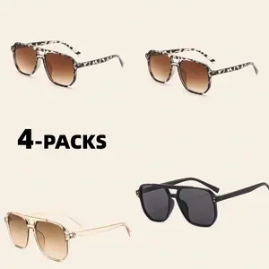 4-Pack Unisex Y2K Aviator & Cat Eye Sunglasses, Trendy Oversized Fashion Glasses, UV400 Protection & Anti-Blue Light, Lightweight Durable Casual Shades for Daily Wear, Outdoor, Travel & Street Style biking hers gift Full Coverage Anti-Fog Ski