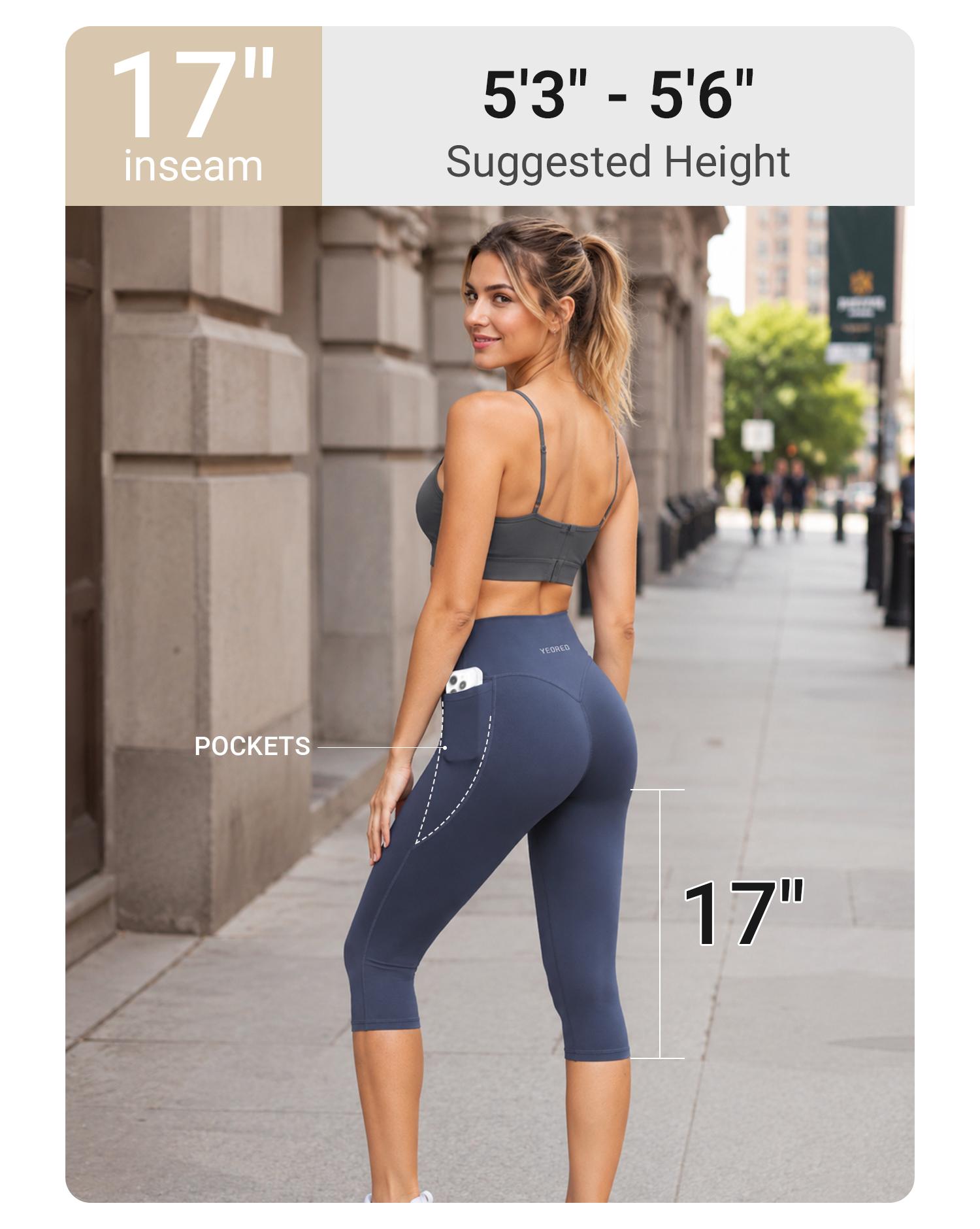 YEOREO Women's 17" High Waisted Workout Capri Leggings - No Front Seam, Hidden Scrunch, Everyday Active for Gym Yoga - Summer Finds, Soho Chic