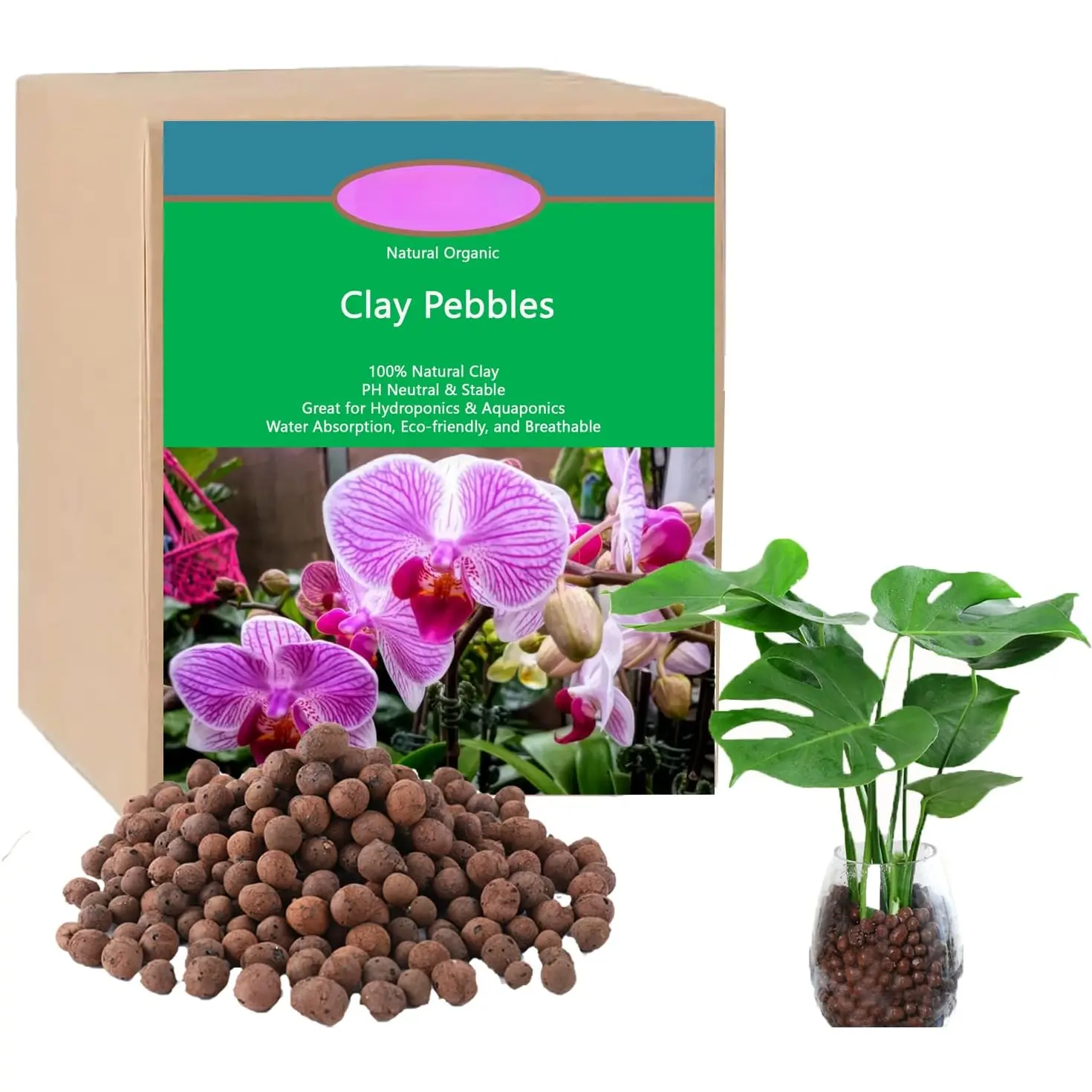 Leca Clay Pebbles, 17LBS 8mm-18mm Expanded  Balls  Grow Media Gardening Soil for Hydroponics, Drainage, Decoration, Aquaponics