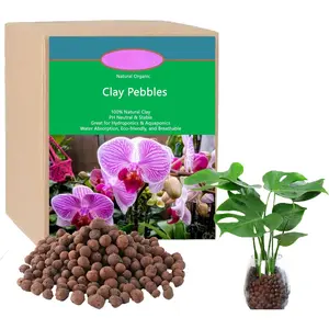 Leca Clay Pebbles, 17LBS 8mm-18mm Expanded  Balls  Grow Media Gardening Soil for Hydroponics, Drainage, Decoration, Aquaponics