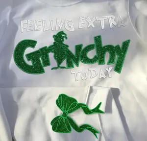 Glitter Embroidered Christmas Sweatshirt, Christmas Bow Embellished Sweatshirt, Side Bow Cut-Out Sweatshirt, Christmas, Trendy Coquette Bow