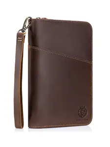 Leather RFID Blocking Passport Wallet, Passport Holders, Passport Cover, Multi-Compartment Design, Safe Zip Closure, Zipper, Travel Wallet Holds Up to 6 Passports