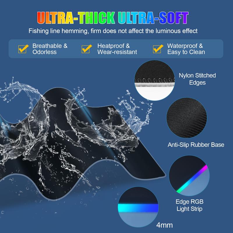 XXL Gaming Mouse Pad with Magnetic Wireless Charging, RGB Black Mousepad Desk Mat with 15W Fast Charger, Waterproof Laptop Writing for Office, Home, Gaming Desktop Accessory shopblackfriday Christmas 【Christmas】 game Foldable
