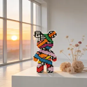 3D Puzzle Bear Building Block Decoration, Ideal for Home Office Shelves, Party Decor, Perfect Gift for Holidays, Handcrafted Sculpture