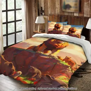 The Lion King Simba and the animals on the savanna 3-piece comforter set, a perfect gift.