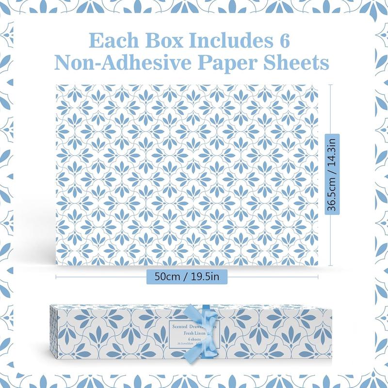Linen Scented Drawer Liners, 6 Sheets Fragrant Paper Liners Non-Adhesive Paper Sheets for Home Closet, Dresser Drawers, for Home