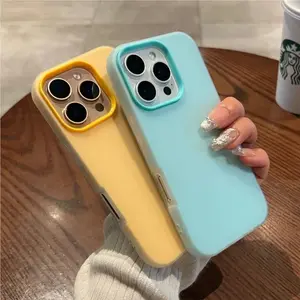 Matte Candy Color 2IN1 Soft Phone Case For iPhone 17 Air 16 15 14 13 12 11 Pro Max Plus 16E X XR XS Shockproof Protective Cover