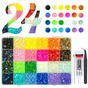 20000PCS 24 Color Jelly Resin Rhinestones Bulk 3mm 4mm Flatback Stones Rainbow Colorful Resin Non-Hotfix AB Gems Diamonds for Nails Eyes Face Makeup Crafting Tumblers Mugs DIY Crafts Decoration