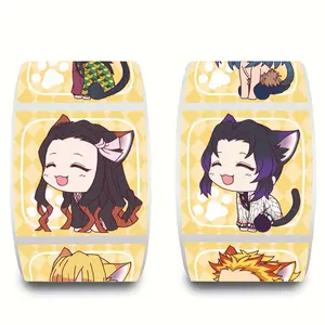 500pcs Q Version Anime Character Stickers, Square 1 Inch Decorative Decals for Water Bottles Phone Cases Envelope Sealing